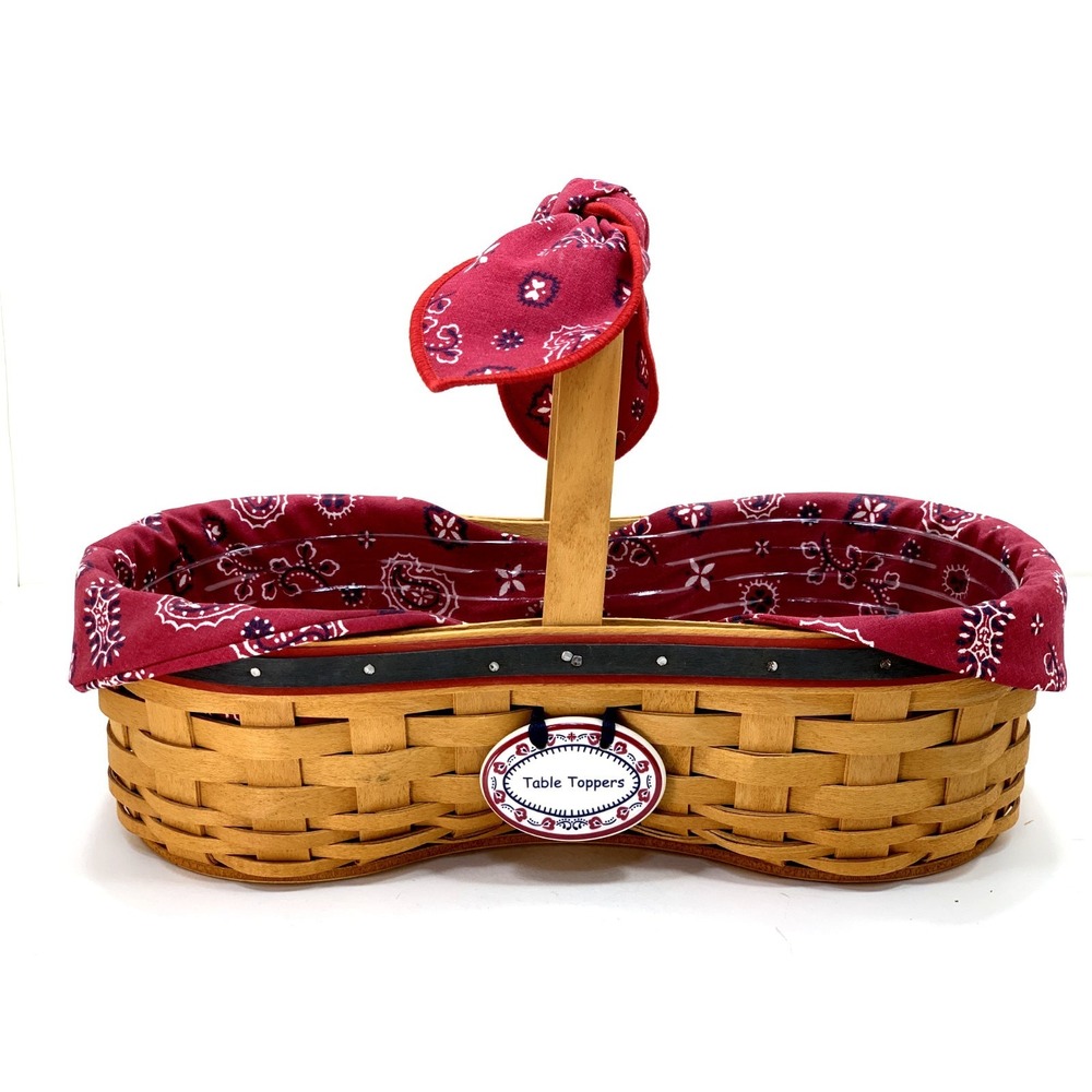 Longaberger 2000 BARBEQUE‎ BUDDY BASKET w/ 2-sided Tie-On, Liner, Protector, BBQ